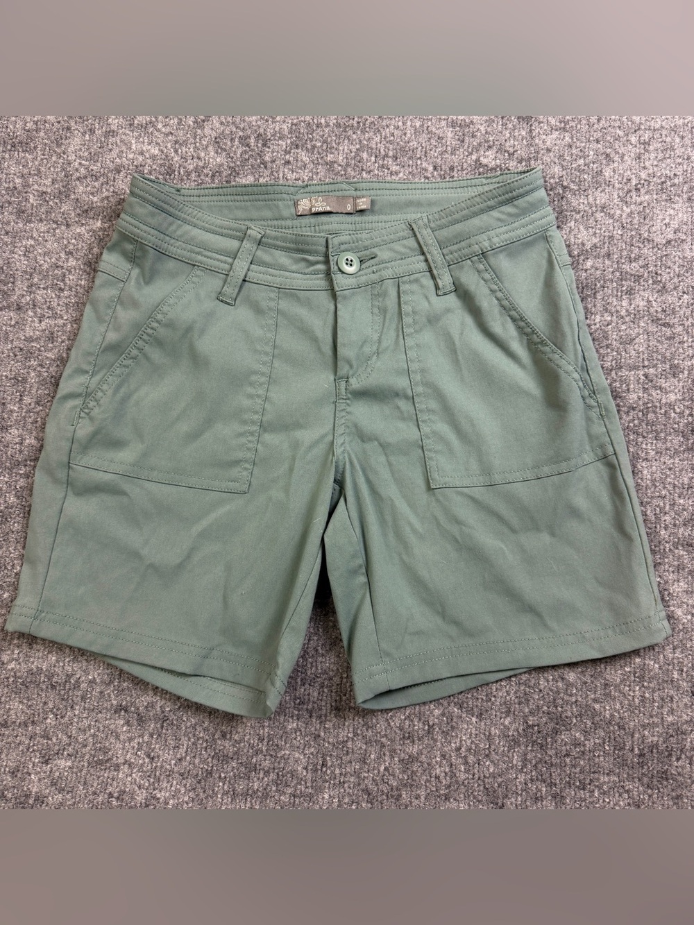 prAna Halle Hiking Shorts Womens Size 0 Sage Olive Green Stretch